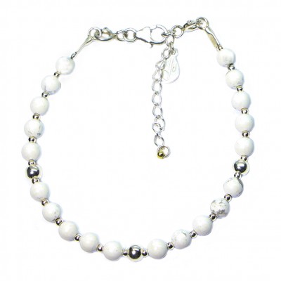Silver 925 bracelet, collection Grave "Turquoise Blanc"